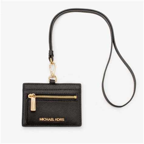 michael kors id case black|michael kors lanyard.